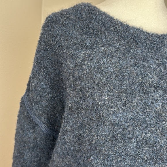 Poetry Alpaca Blend Heathered Navy Blue Bouclé Sweater, Size 6 - Picture 4 of 11